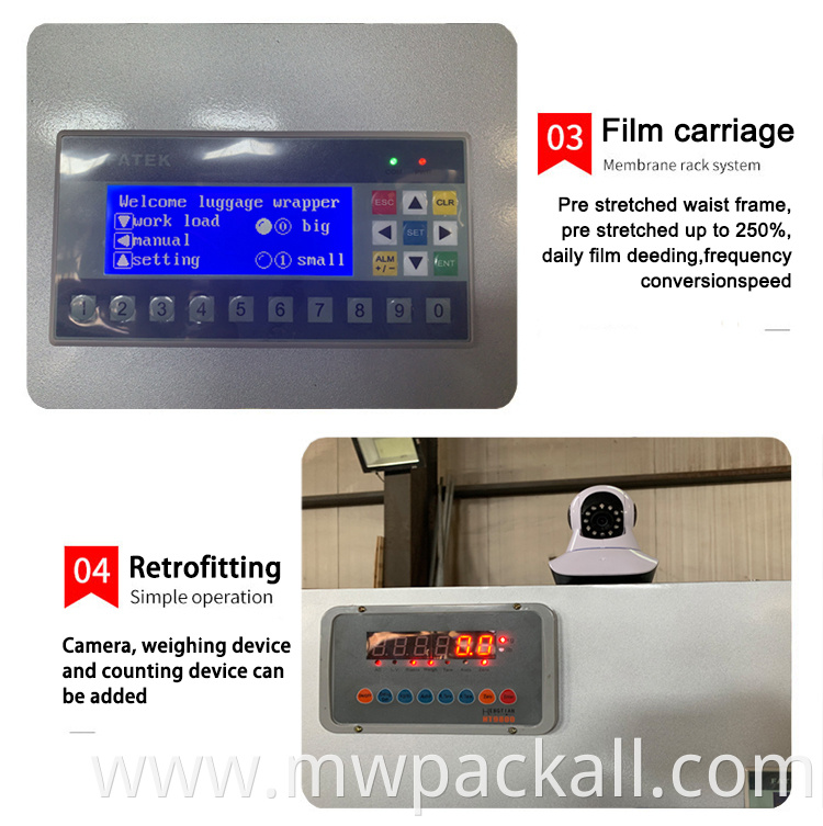 Travel Bag /Baggage/Parcel Wrapper Luggage Wrapping Machine with company catalog show screen